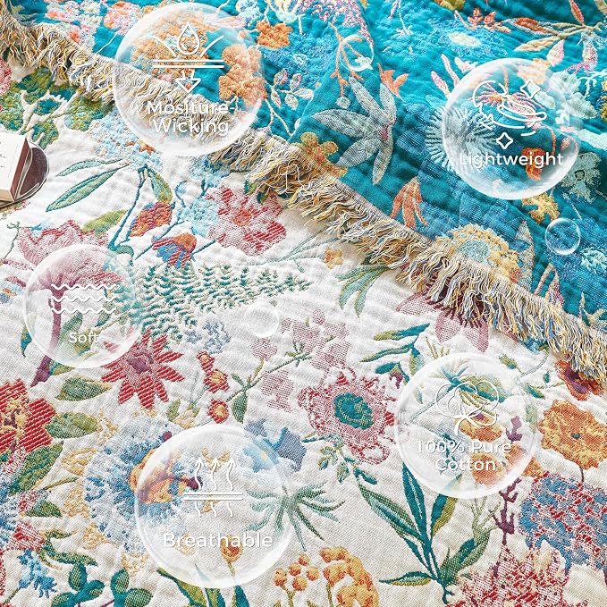 LUTBM Boho Throw Blanket for Bed Cotton Summer Blankets for Bedroom Living Room - Image 6