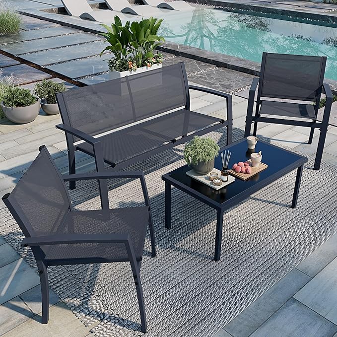 Shintenchi 4 Pieces Patio Furniture Set All Weather Textile Fabric Outdoor by Shintenchi%7CFurnitureMadeforRealLife