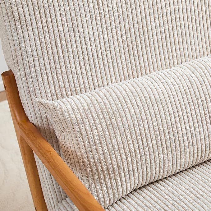 Mid Century Modern Accent Chair, Solid Wood Comfy Living Room Chair - Image 4