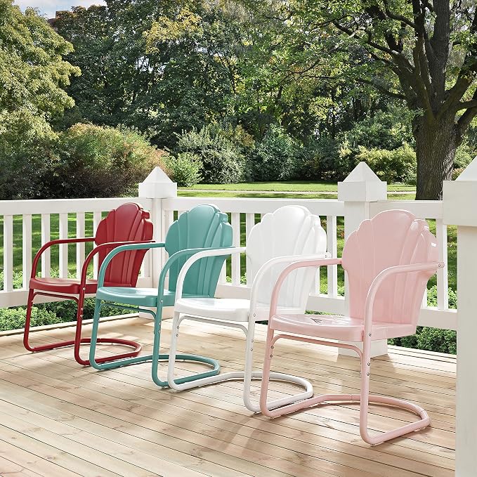 Crosley Furniture Tulip 2-Piece Outdoor Chair Set, Retro Metal Patio Chairs - Image 8