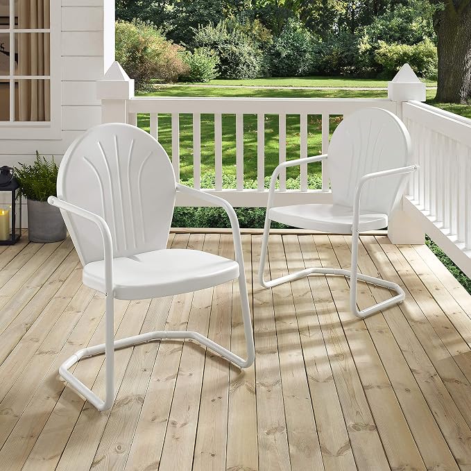 Crosley Furniture Griffith Outdoor Chair, Retro Metal Patio Chairs - Image 10