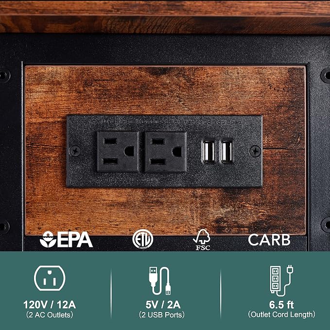 Yoobure End Table with Charging Station, Flip Top Side Table with USB Ports and - Image 7