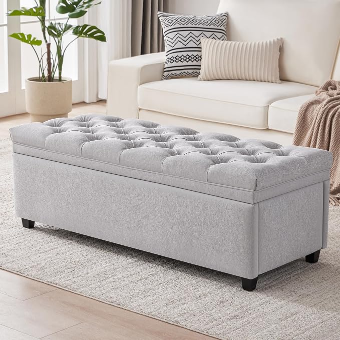 Mangodan 50" Storage Ottoman Bench, Tufted Ottoman by Mangodan