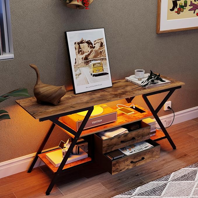 Simoretus TV Stand with Power Outlet and LED Lights, Fits TVs up to 65” - Image 6