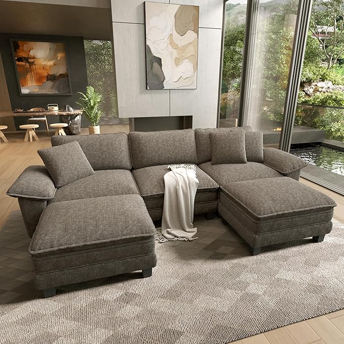 HERA'S HOUSE 124" Modular Sectional Sofa, Oversized U Shaped Couches by HERASHOUSE