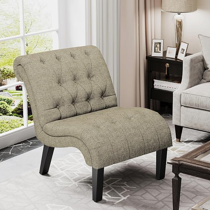 Accent Chair for Bedroom Living Room Modern Button Tufted Upholstered Armless - Image 3