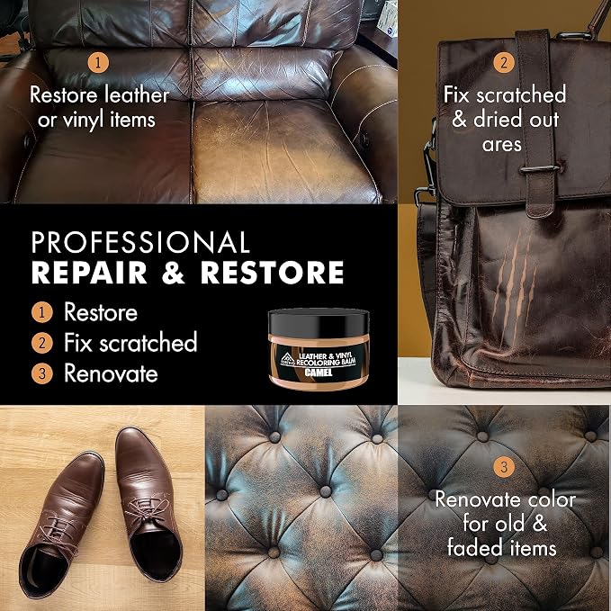 FORTIVO Leather Recoloring Balm, Color Restorer, Scratch Remover, Couch Paint - Image 4