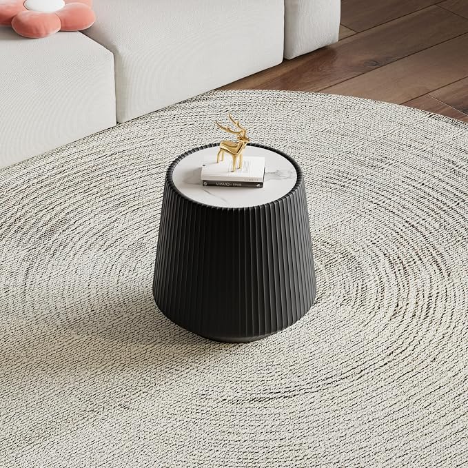 19.68" Round Marble End Table, Modern Cup Shaped Side Table - Image 3