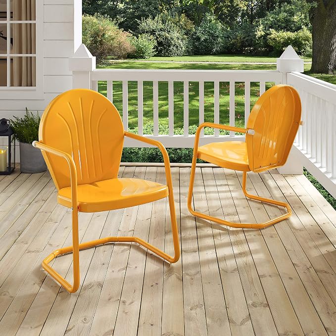 Crosley Furniture Griffith Outdoor Chair, Retro Metal Patio Chairs - Image 10