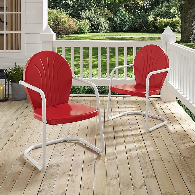 Crosley Furniture Griffith Outdoor Chair, Retro Metal Patio Chairs - Image 10