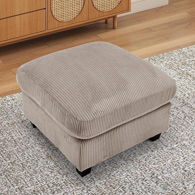 HAOMARKETS Corduroy Sofa Set, Upholstered Ottoman Footrest, Modern Living Room - Image 3