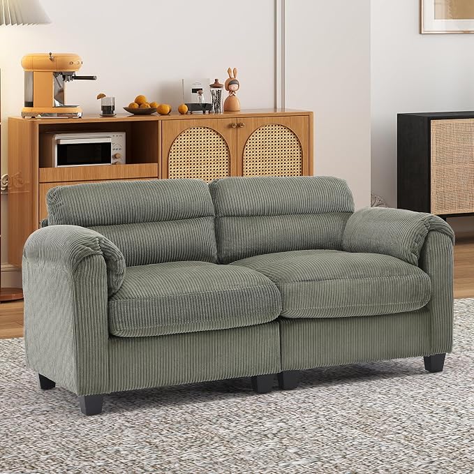 HAOMARKETS Corduroy Sofa Set, Upholstered Loveseat by HAOMARKETS
