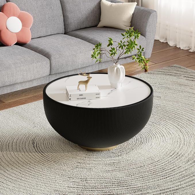 27.55" Round Marble Coffee Table - Image 3