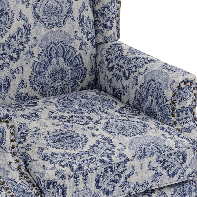 Pia Ricco Set of 2 Floral Accent Chairs, High Back Upholstered Armchairs - Image 5