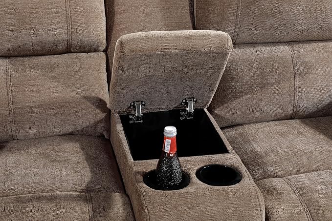 Betsy Furniture Modern Fabric Recliner Sofa Set, Loveseat w/Console, Recliner - Image 6