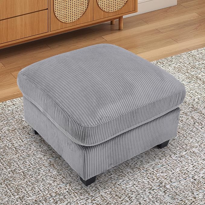 HAOMARKETS Corduroy Sofa Set, Upholstered Ottoman Footrest, Modern Living Room - Image 3