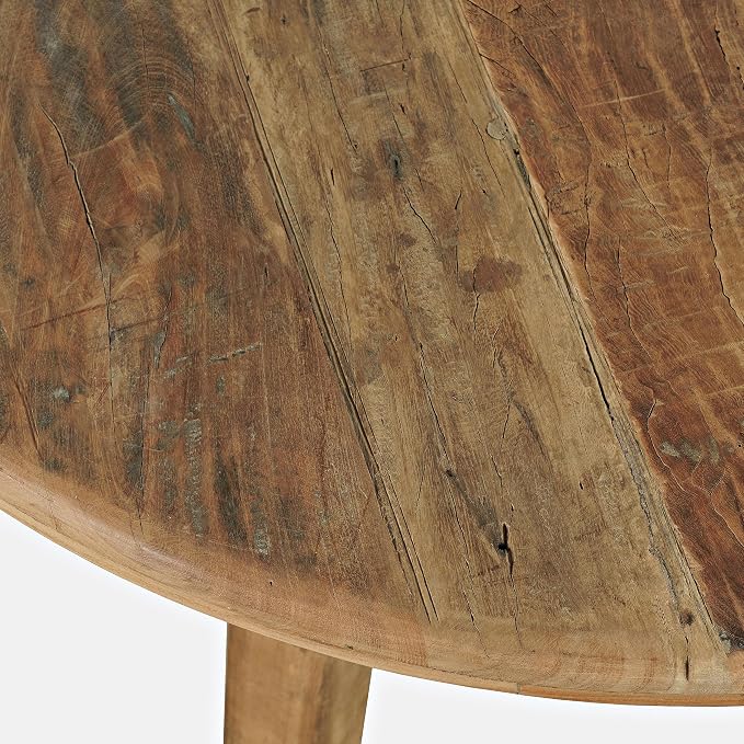 Jofran Reclamation 42" Rustic Reclaimed Solid Wood Round Dining Table - Image 6