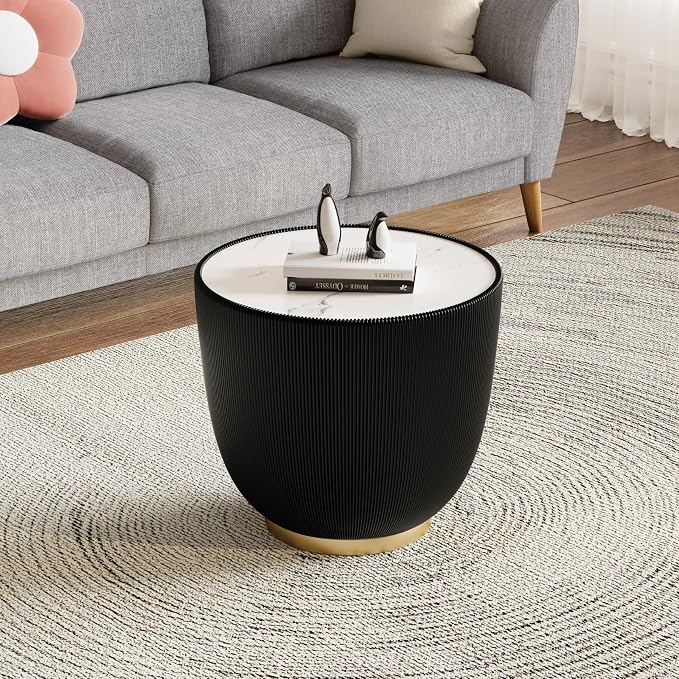 Round Marble Coffee Table Set of 2, 2 Piece Coffee Table and End Table - Image 7