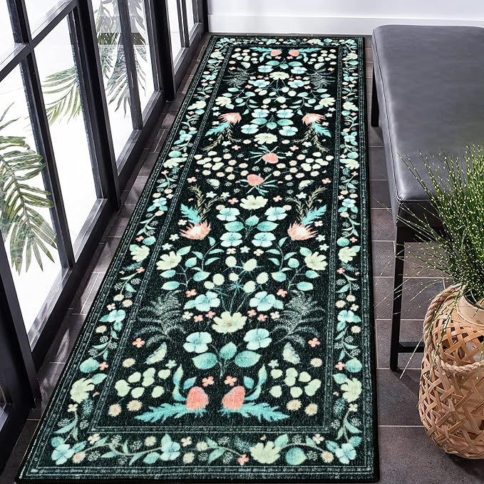 Washable Runner Rug, 2x6Ft Floral Rug Runners by Rtizon