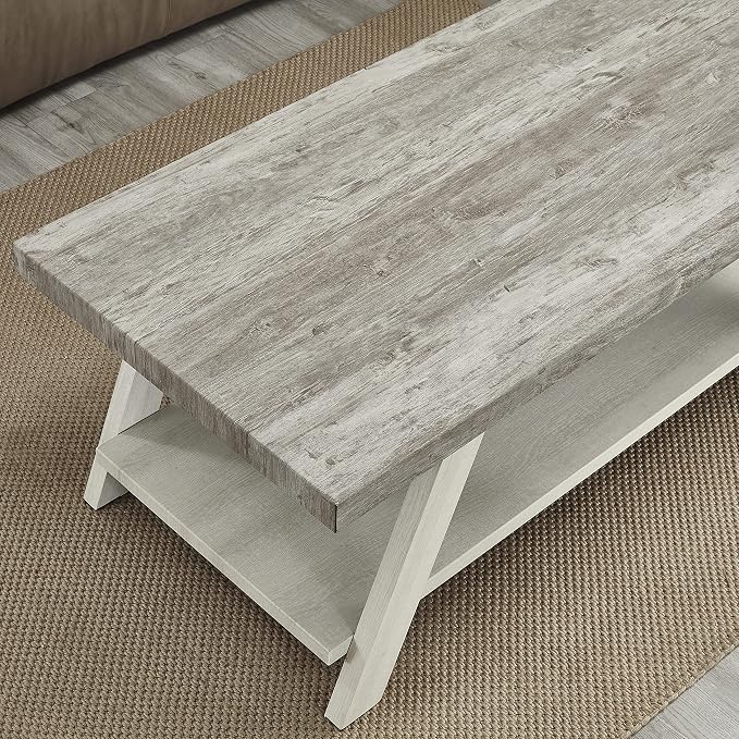 Roundhill Furniture Athens Contemporary 3-Piece Wood Shelf Coffee Table Set - Image 6