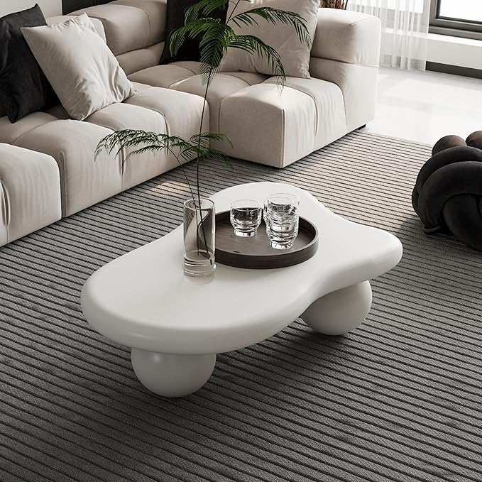 40" Cloud Coffee Table with 3 Ball Legs, Modern Irregular Center Table - Image 5