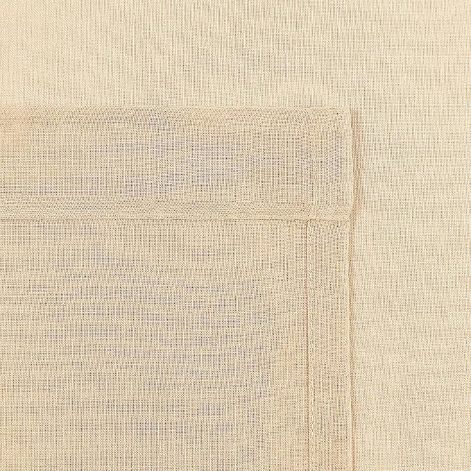 DWCN Beige Sheer Curtains Semi Transparent Voile Rod Pocket Curtains - Image 7