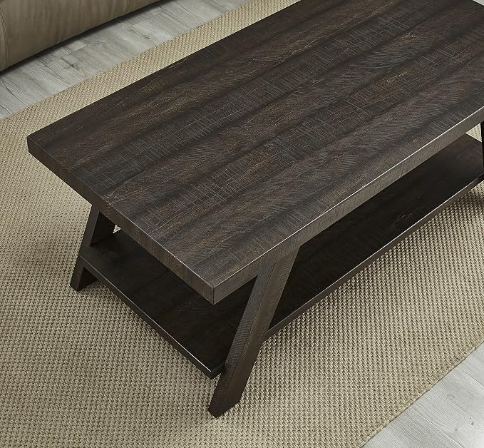 Roundhill Furniture Athens Contemporary 3-Piece Wood Shelf Coffee Table Set - Image 6