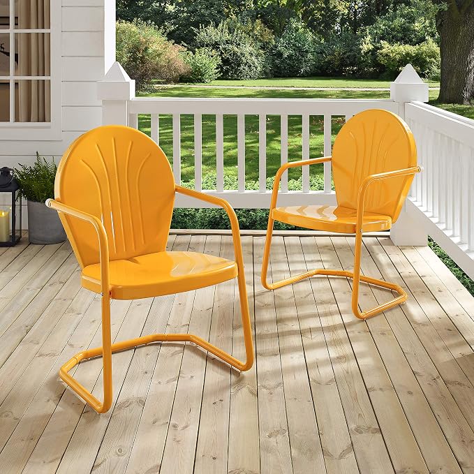Crosley Furniture Griffith Outdoor Chair, Retro Metal Patio Chairs - Image 19