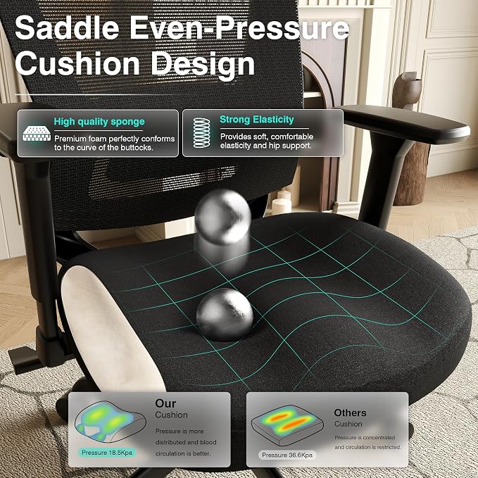 ELABEST Mesh Office Chair, Ergonomic Computer Desk Chair, Sturdy Task Chair- - Image 3