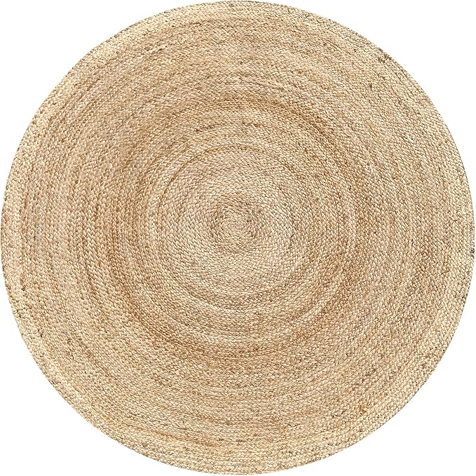 Hausattire Hand Woven Jute Braided Rug, 4’ Round – Natural, Reversible Boho - Image 5