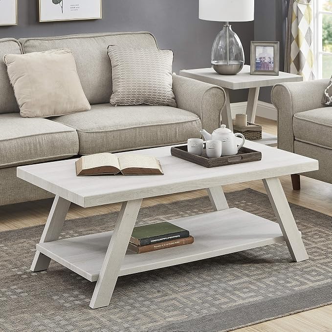 Roundhill Furniture Athens Contemporary 3-Piece Wood Shelf Coffee Table Set - Image 3