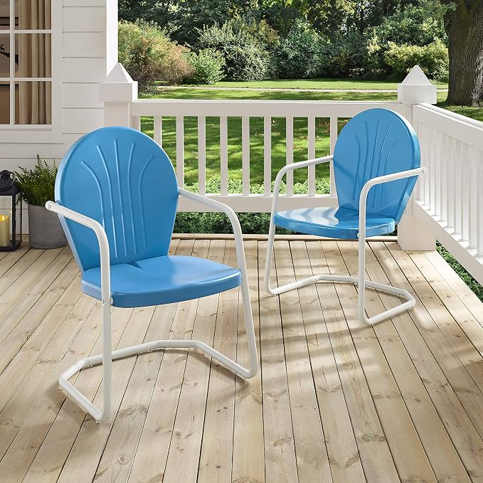 Crosley Furniture Griffith Outdoor Chair, Retro Metal Patio Chairs - Image 8