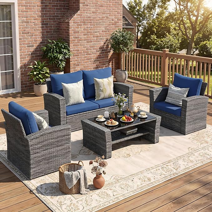 Wisteria Lane Patio Furniture Set, Wicker Outside Outdoor Furniture by WisteriaLane