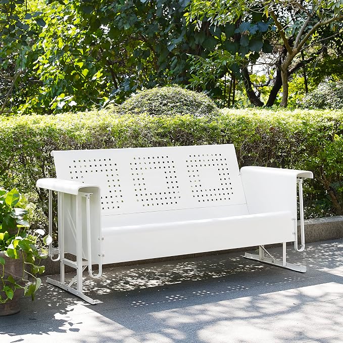 Crosley Furniture Bates Retro Metal Outdoor Sofa Glider, 3-Person Rocking Patio - Image 2