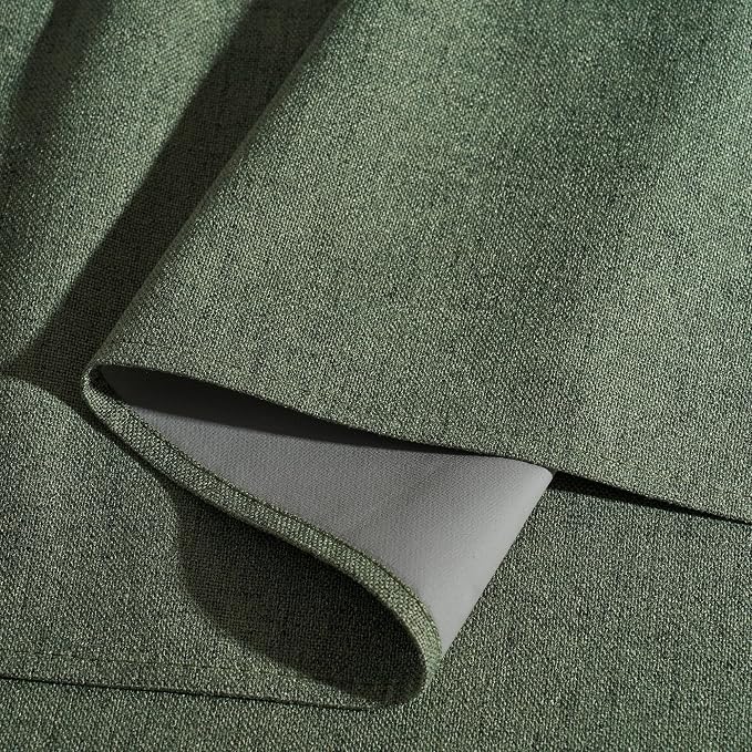 RYB HOME Olive Green 100% Blackout Linen Curtains 102 inches Long, Luxury - Image 4