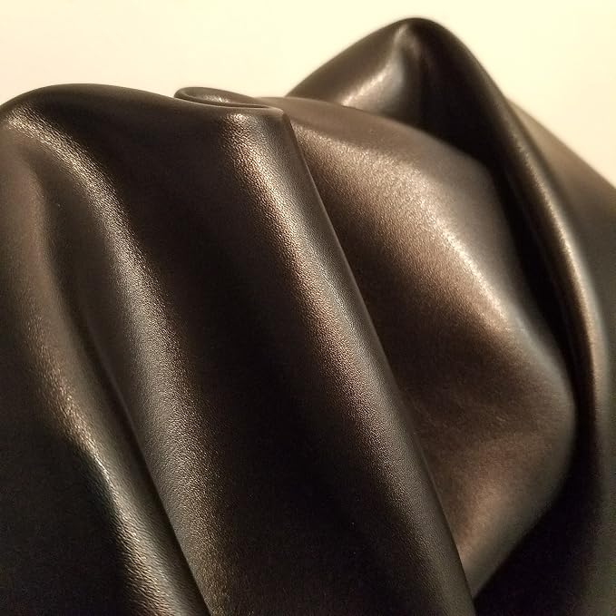 NAT Leathers | Black Soft Faux Vegan Leather PU | 1 Yard Cut by The Yard | by NATLeathers