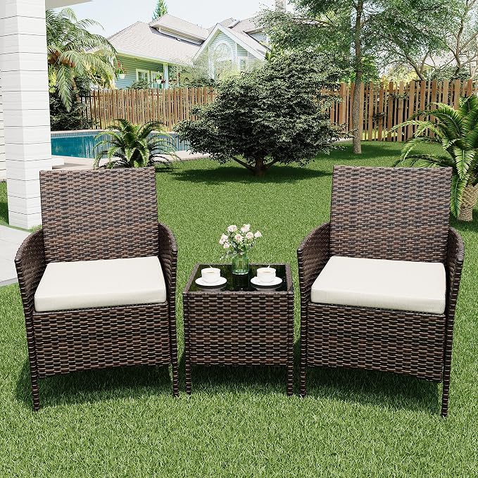 GarveeLife 3-Piece Patio Furniture Set, Rattan Outdoor Furniture - Image 7