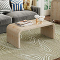 Minimalist Coffee Table with Curved Art Deco Design, Wood Rectangle Center Table by SIYSNKSI