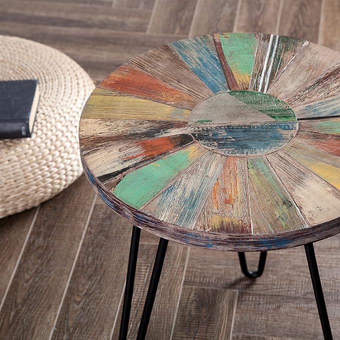 Greenage Reclaimed Wood End Table Bedroom - Image 3
