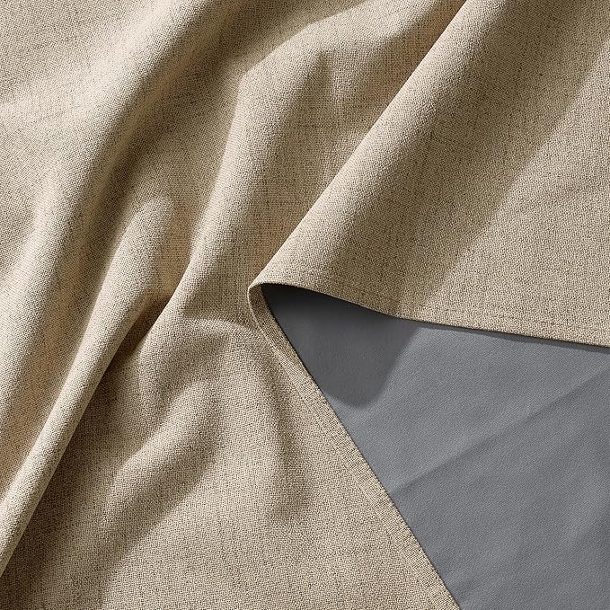 RYB HOME 100% Blackout Linen Textured Curtains - Image 7