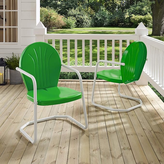 Crosley Furniture Griffith Outdoor Chair, Retro Metal Patio Chairs - Image 9