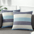 AmHoo Pack of 2 Farmhouse Stripe Check Throw Pillow Covers Set Case Cotton by AmHootextile