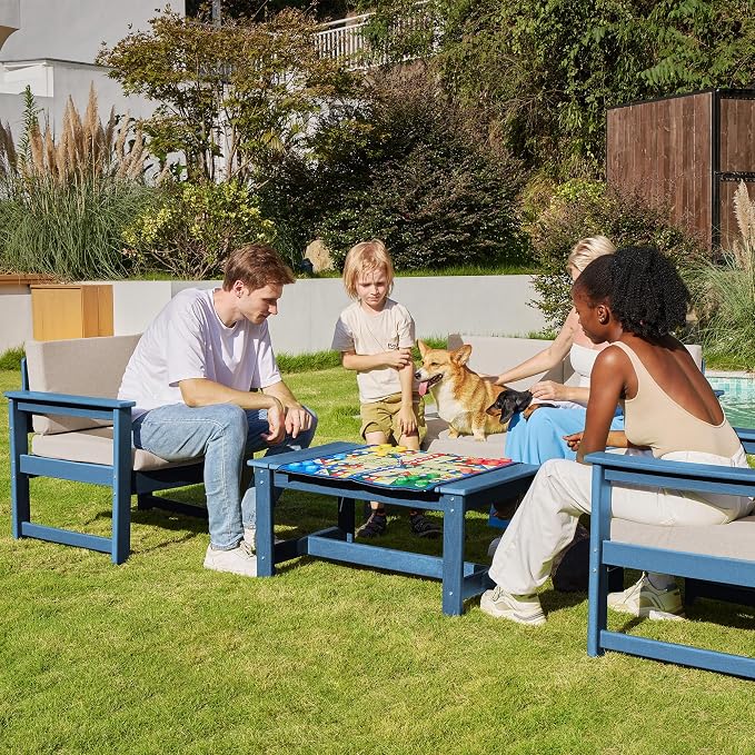 SERWALL 8 Pieces HDPE Outdoor Conversation Sofa Set - Image 8