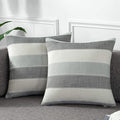 AmHoo Pack of 2 Farmhouse Stripe Check Throw Pillow Covers Set Case Cotton by AmHootextile