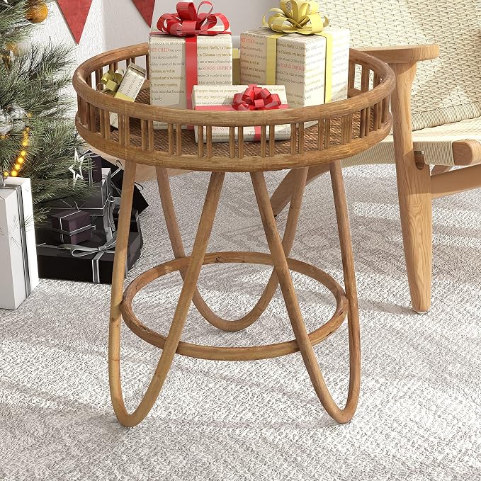 FINECASA Rattan Side Table - Image 8
