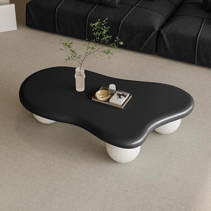 47.2" Cloud Coffee Table with 3 Ball Legs, Modern Irregular Center Table - Image 5