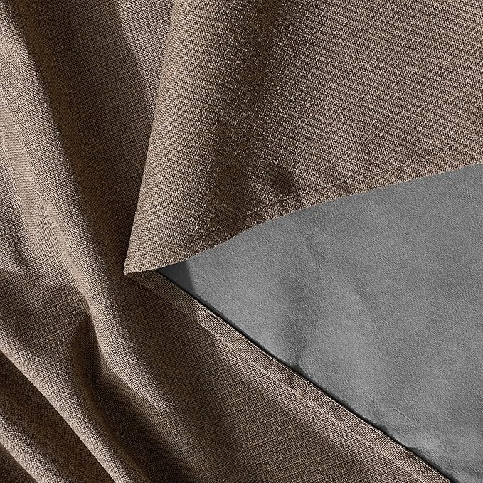 RYB HOME Coffee Linen 100% Blackout Curtains - Image 7