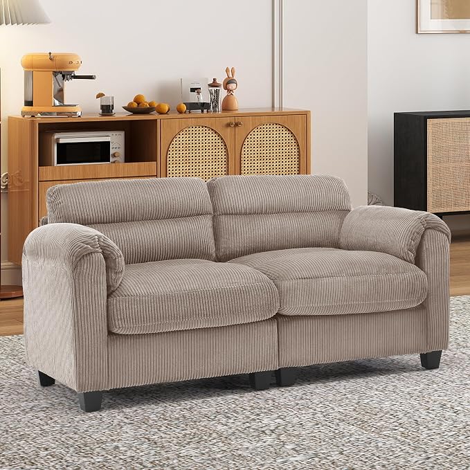 HAOMARKETS Corduroy Sofa Set, Upholstered Loveseat by HAOMARKETS